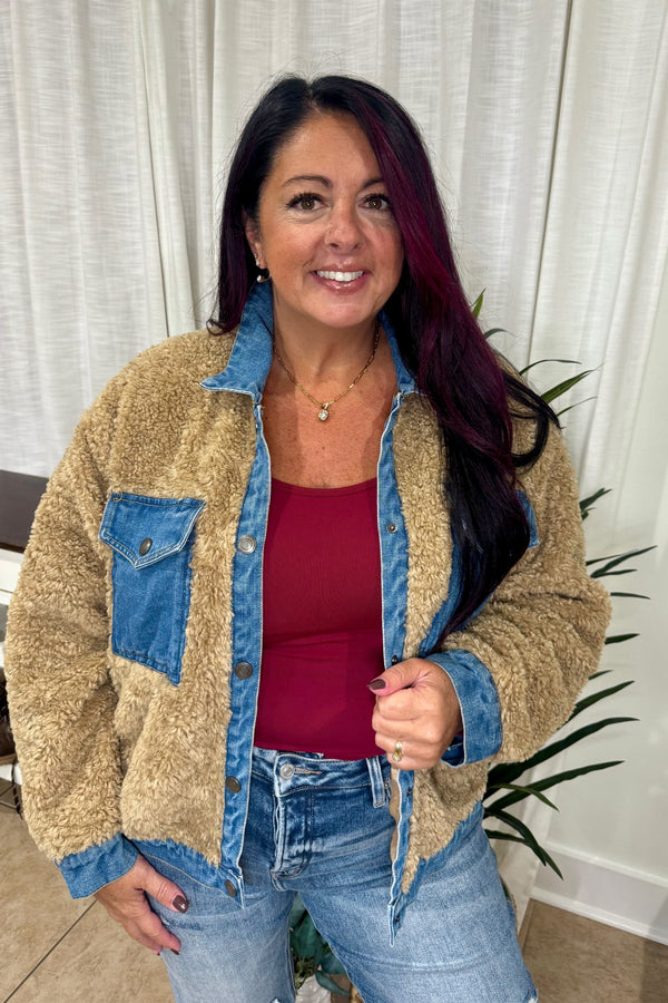 Sherpa Long Sleeve Button Jacket