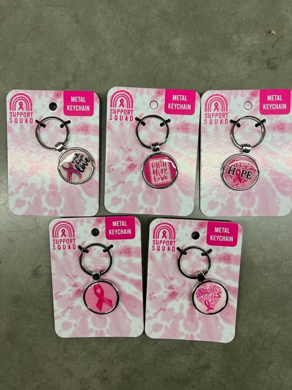 Breast Cancer Awareness Metal Keychain - Multiple Designs
