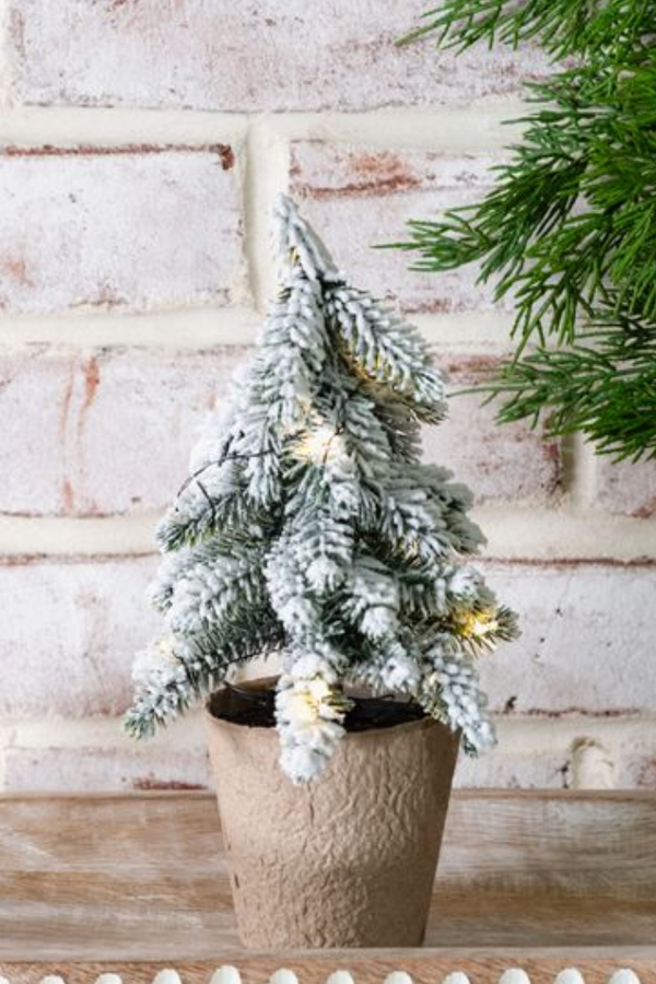 9" Tree with Lights & Snow