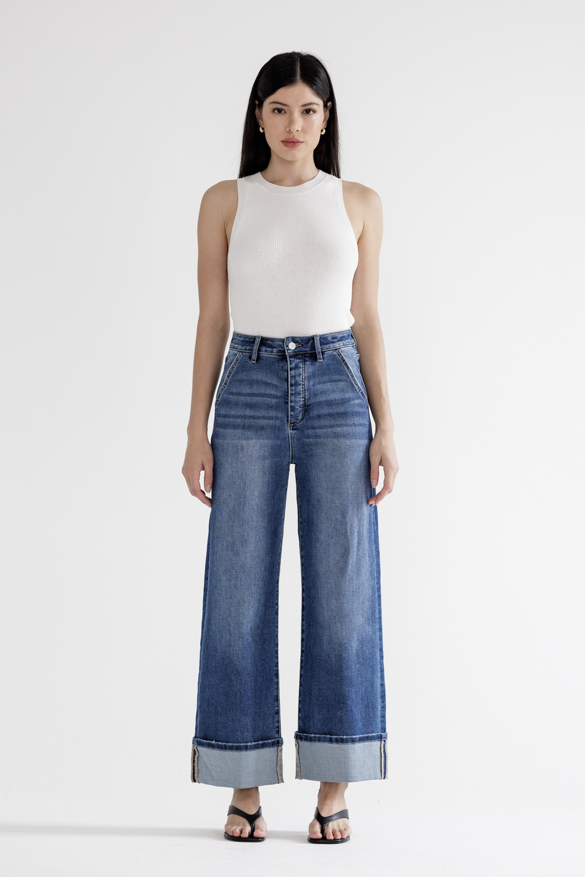 Super High Rise Wide Cuffed Leg Jeans *Final Sale*