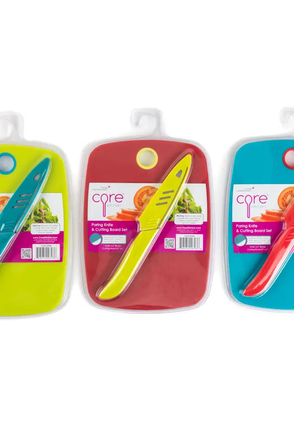 Paring Knife And Cutting Board Set - Multiple Colors
