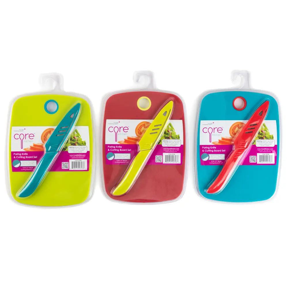 Paring Knife And Cutting Board Set - Multiple Colors