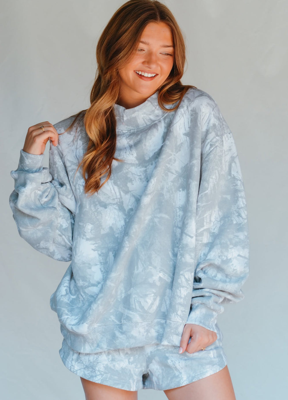 PREORDER- (estimated 10/31 ship date!!) White Wash Camo Mock Neck Sweatshirt