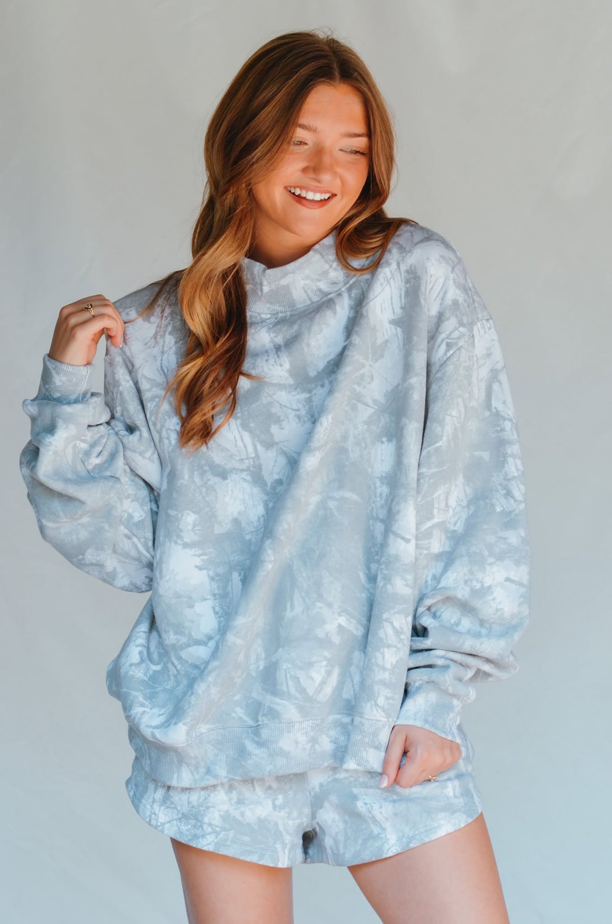 PREORDER- (estimated 10/31 ship date!!) White Wash Camo Mock Neck Sweatshirt