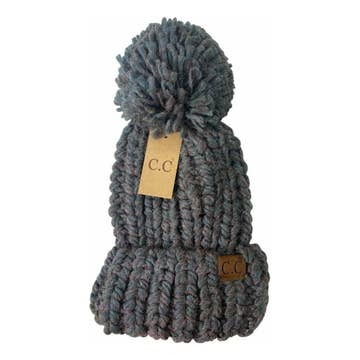 C.C Chunky Knit Yarn Pom Beanie - Multiple Colors