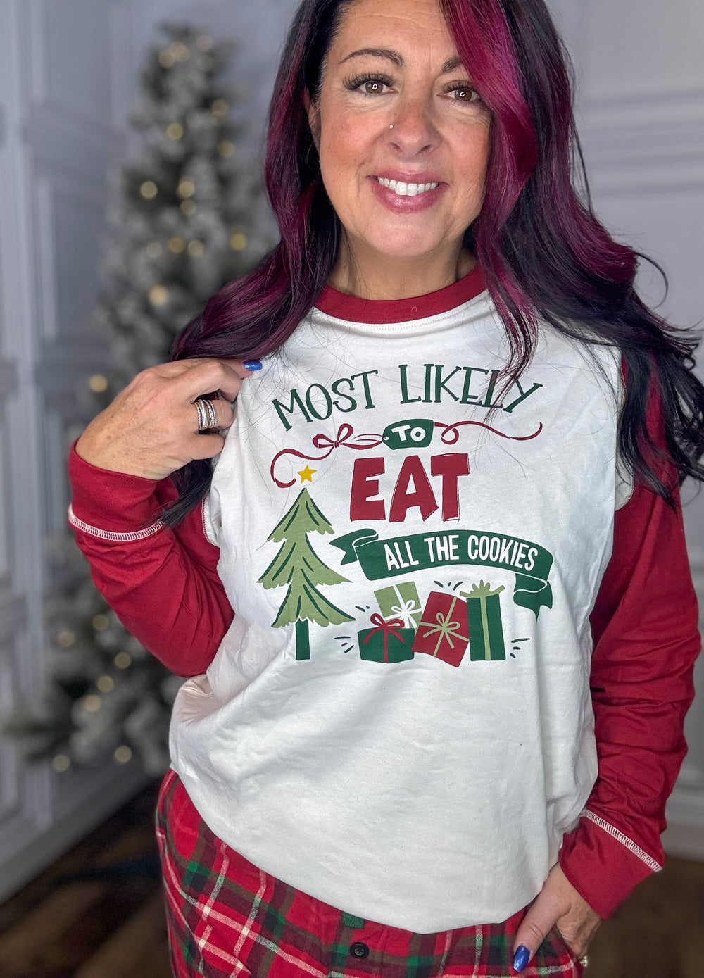 Most Likely To Eat All The Cookies Long Sleeve Pajama Tee *Final Sale*