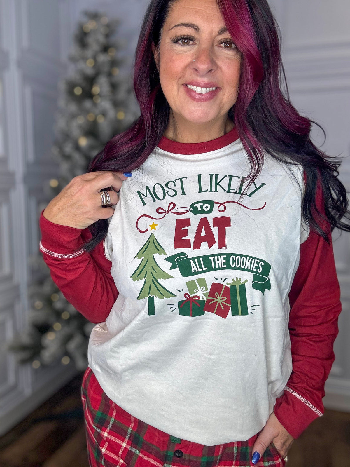 Most Likely To Eat All The Cookies Long Sleeve Pajama Tee *Final Sale*