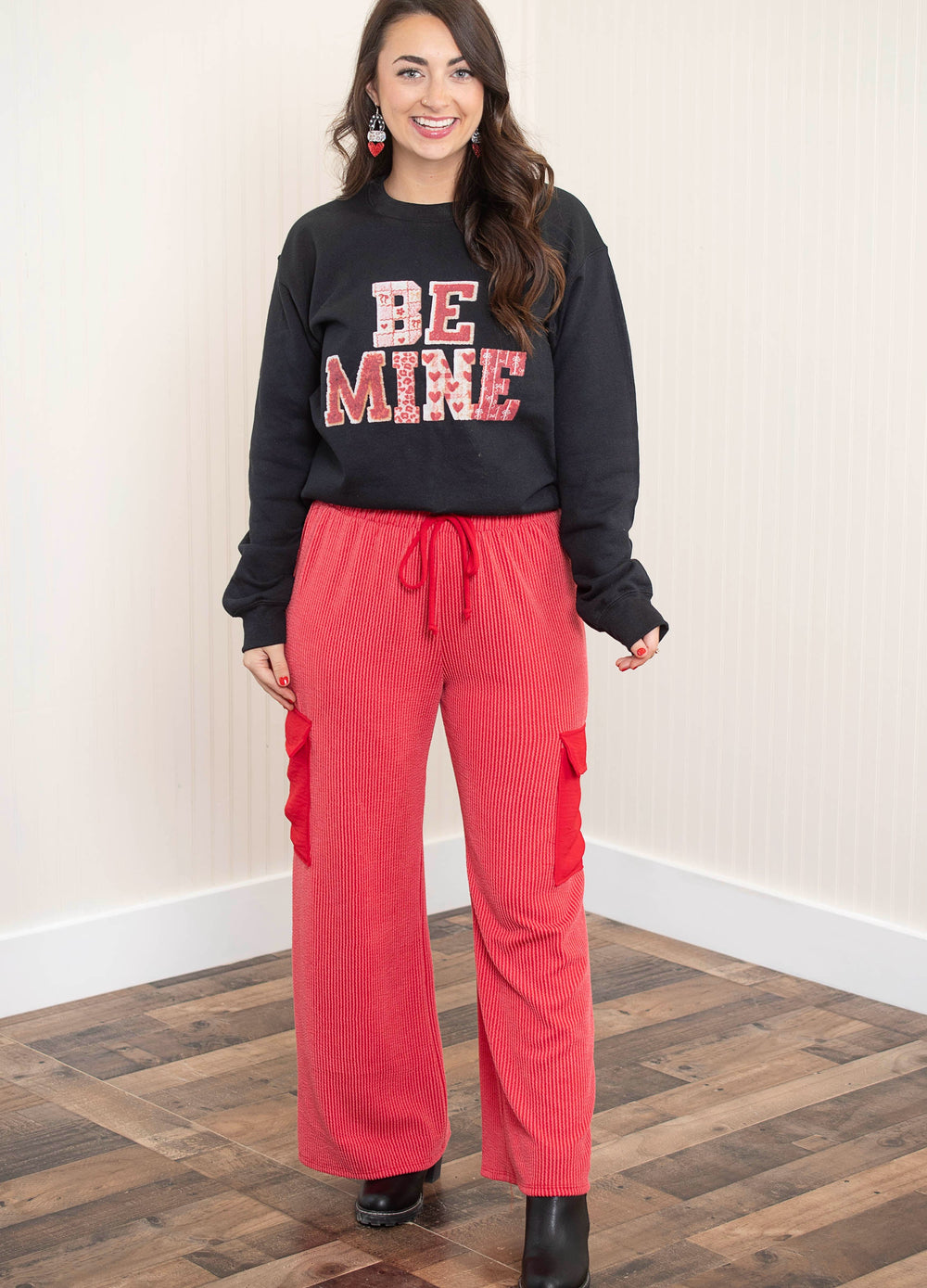 Be Mine Faux Yarn Crochet Sweatshirt