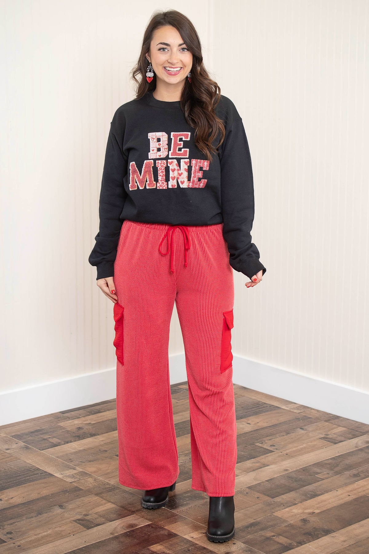 Be Mine Faux Yarn Crochet Sweatshirt