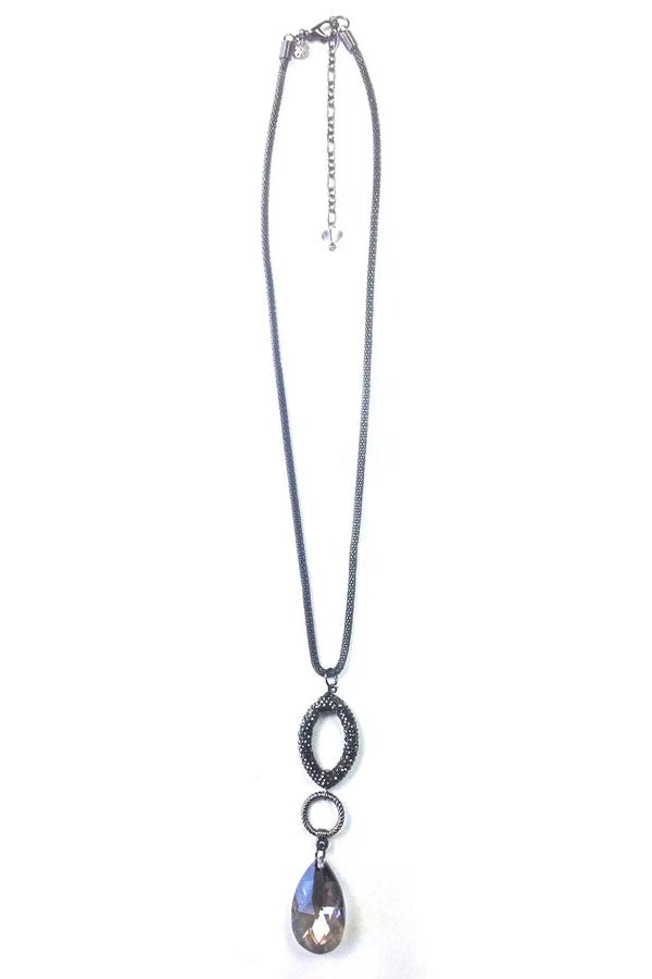 Lost & Found Tube Chain W/Pave Oval & Drop