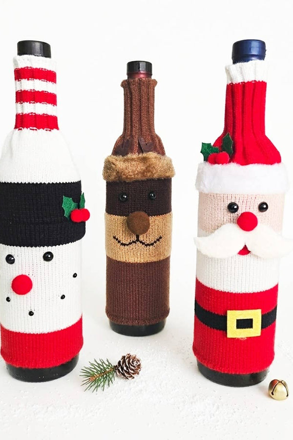 Christmas Theme Sweater Knitted Wine Bottle Bag