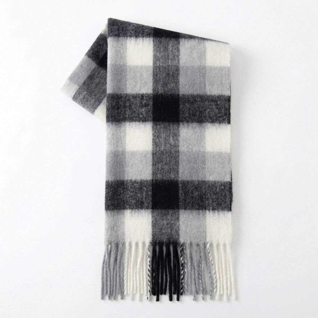 Classic Plaid Scarf With Fringe | Soft & Warm | Fashionable Casual Accessory