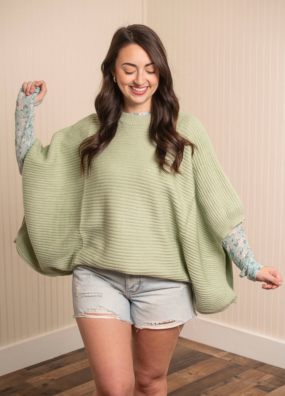 I Wanna Dance Poncho Top - Sage Green