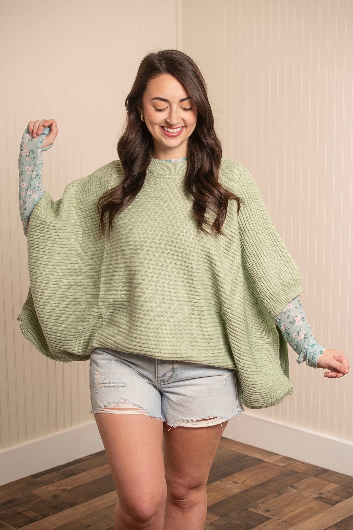 I Wanna Dance Poncho Top - Sage Green