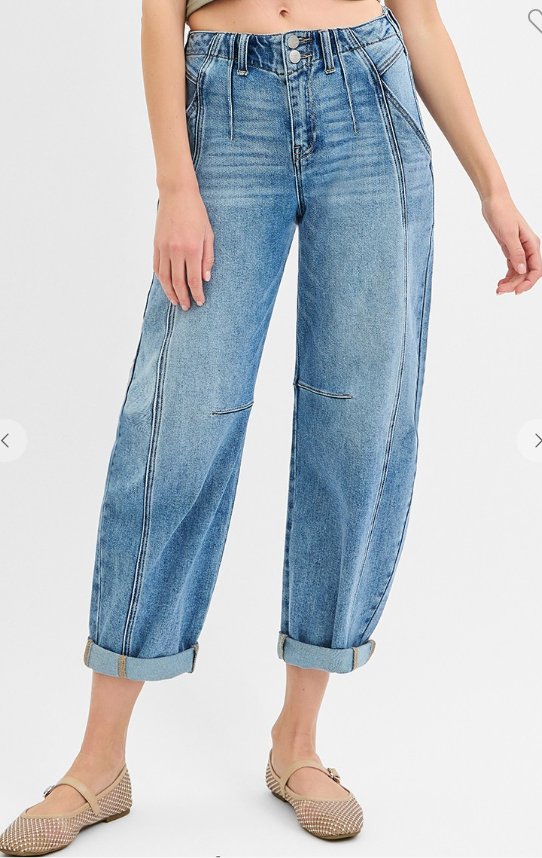 Risen Mid Rise Cuffed Jeans