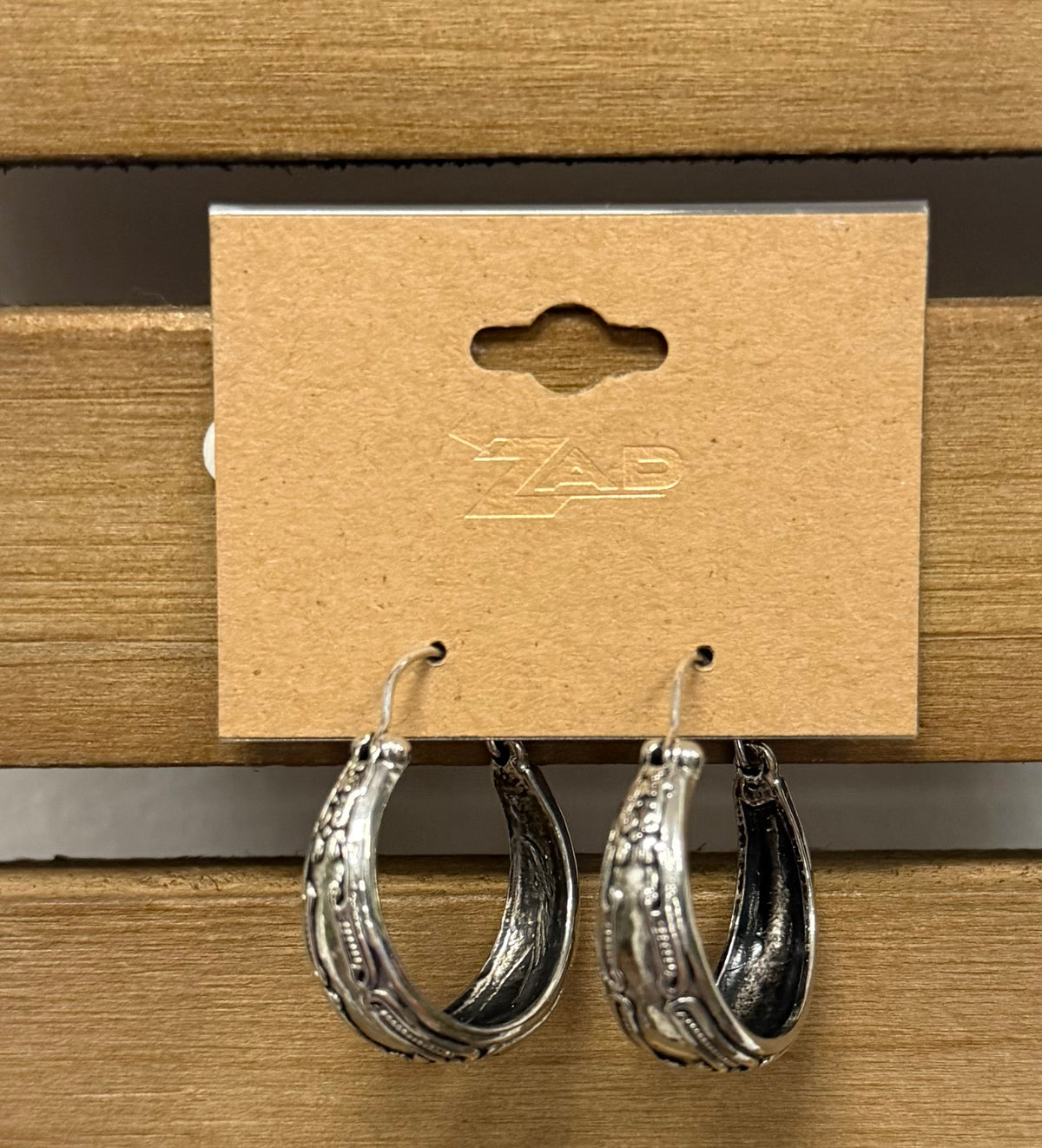 Silver Simple Flower Etched Hoop Earrings