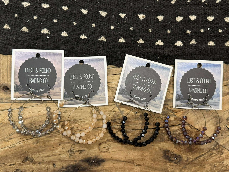 Lost & Found Simple Beaded Hoop Earrings - Multiple Colors