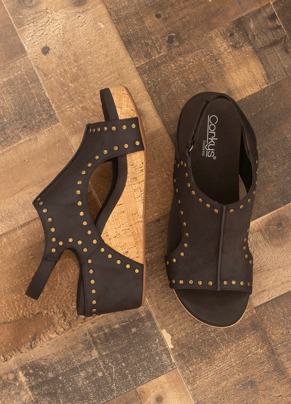 Carley Oil Stud Wedge Sandals