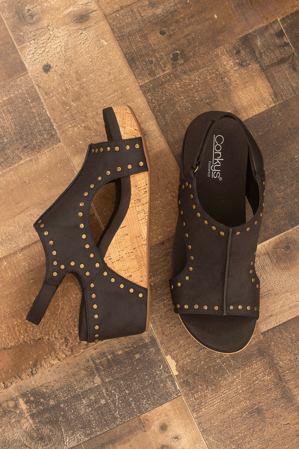 Carley Oil Stud Wedge Sandals
