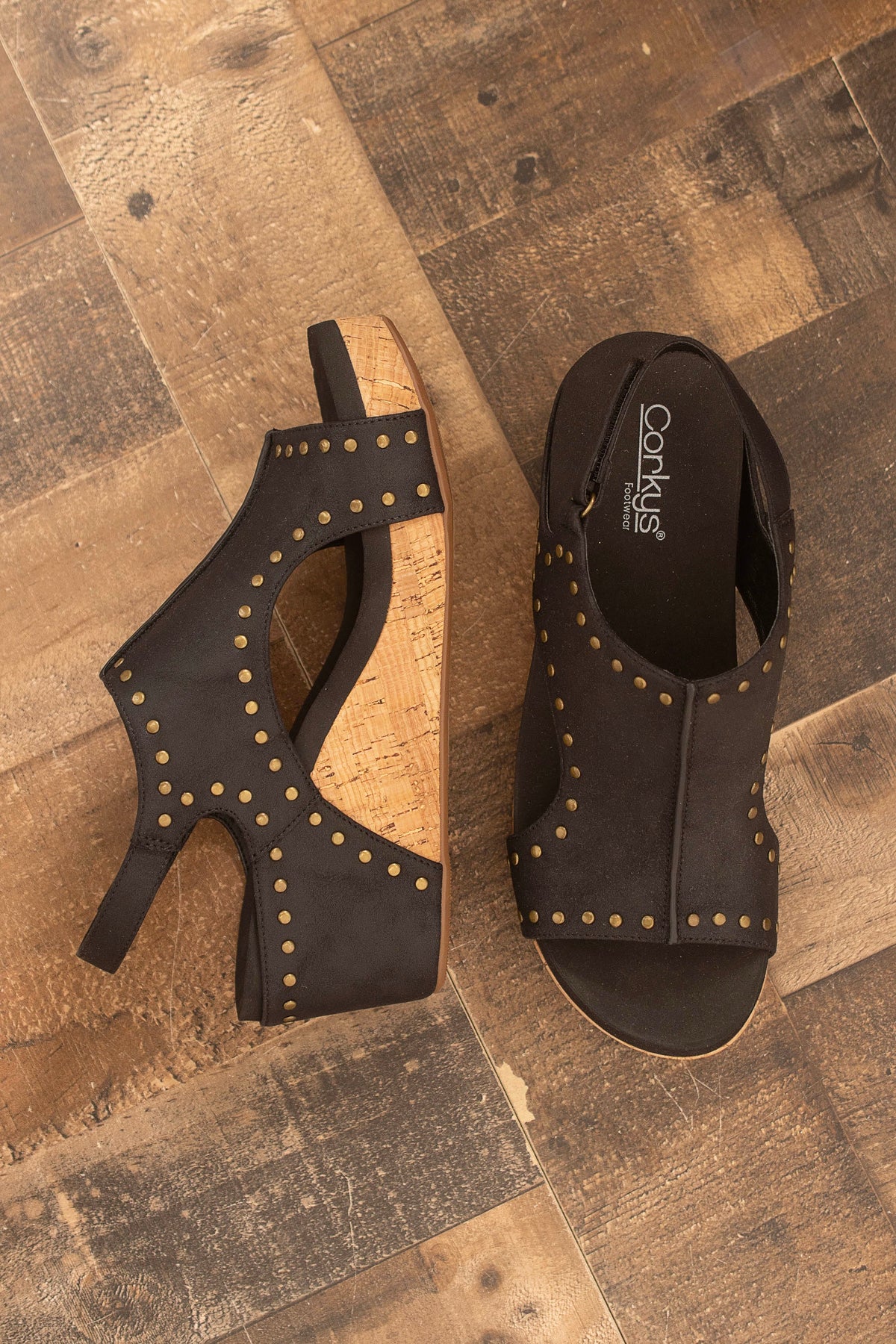 Carley Oil Stud Wedge Sandals