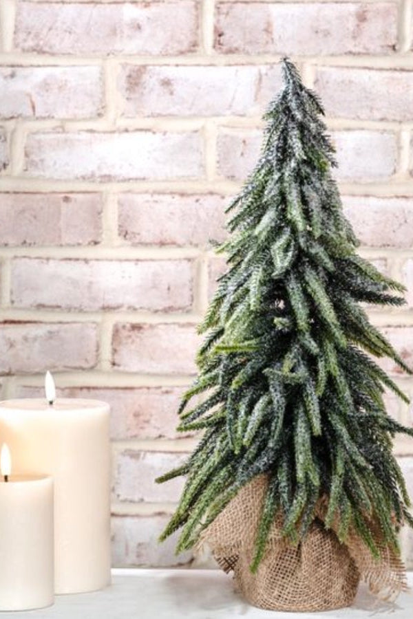 18" Frosted Tree In Burlap