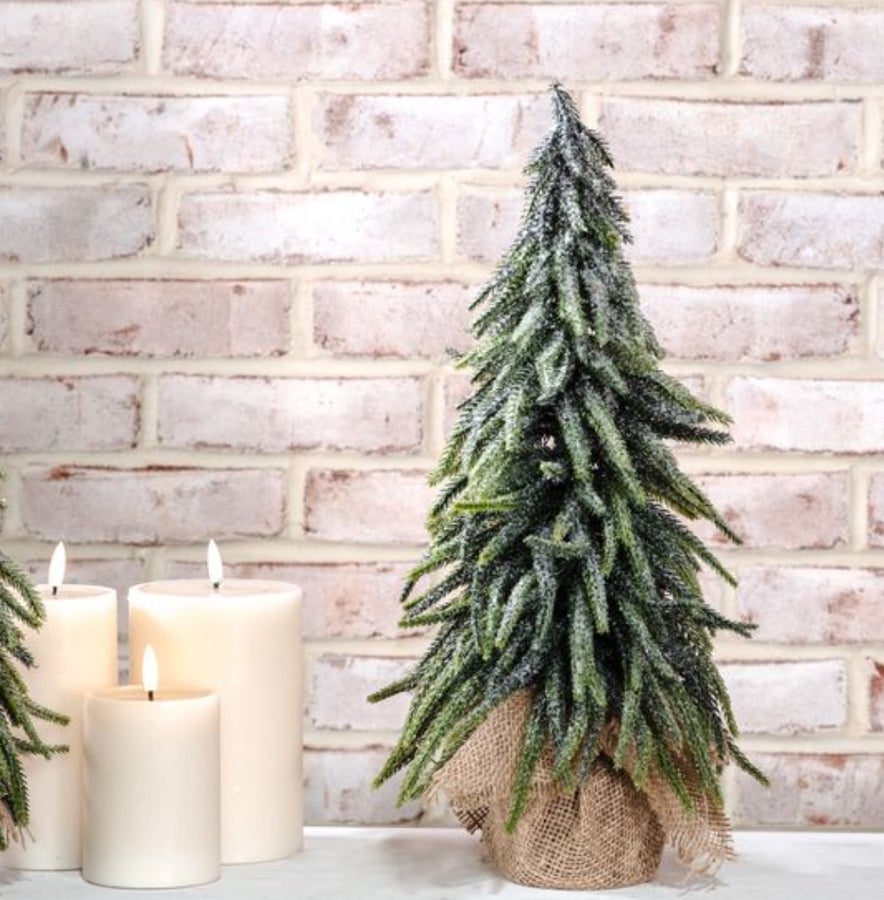 18" Frosted Tree In Burlap