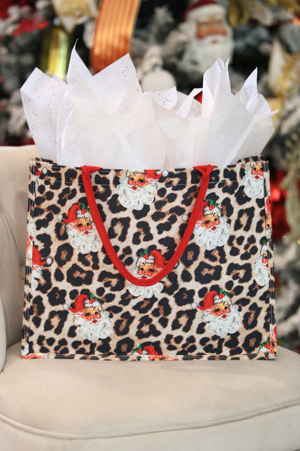 Santa Safari Chic Tote Bag in Leopard