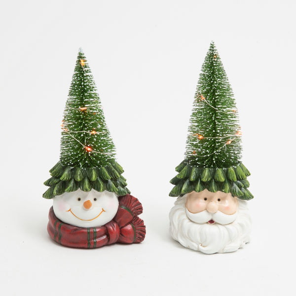 8.07"H B/O Resin Christmas Light W/ Tree - Multiple Designs