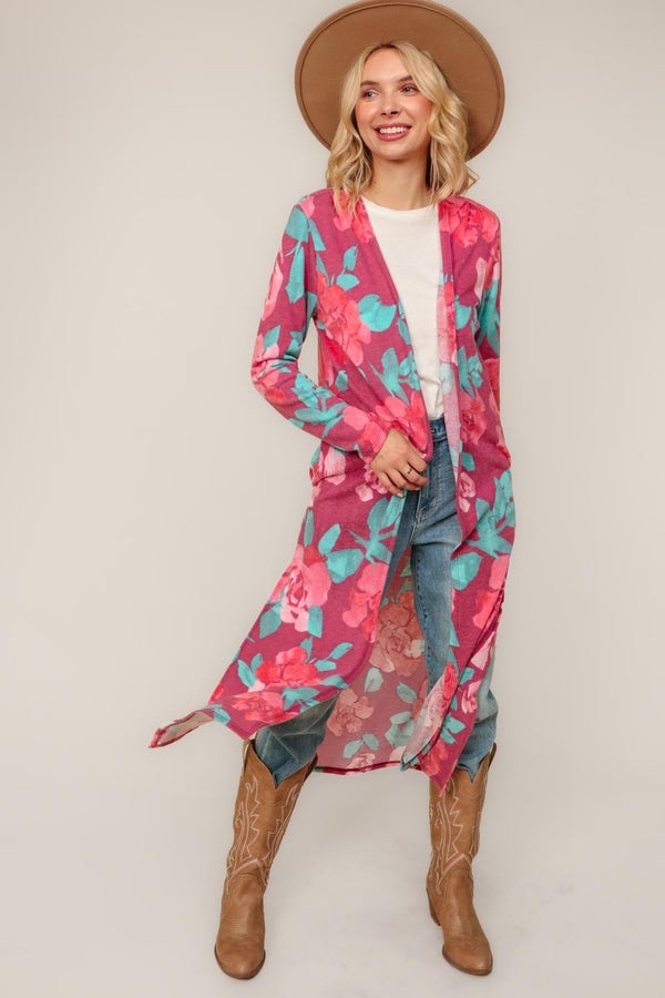 Two Worlds Duster Cardigan - Wine