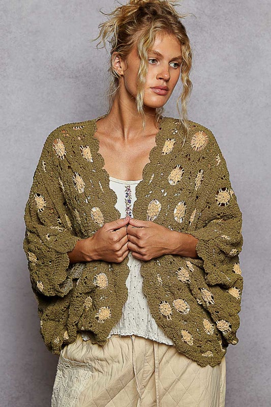 Candlelit Glow Cardigan - Olive/Almond