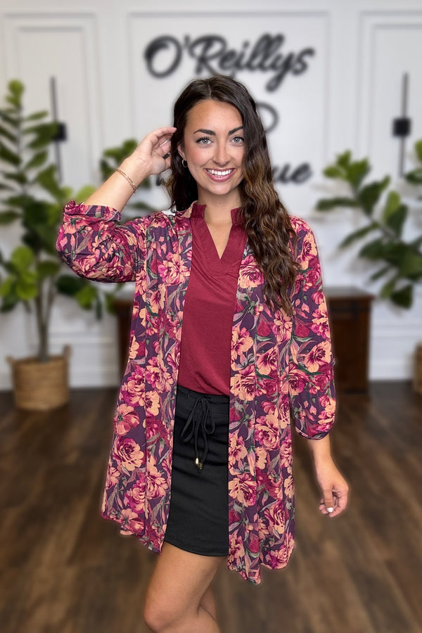 Dear Scarlett Lizzy Cardigan- Pink Floral *Final Sale*