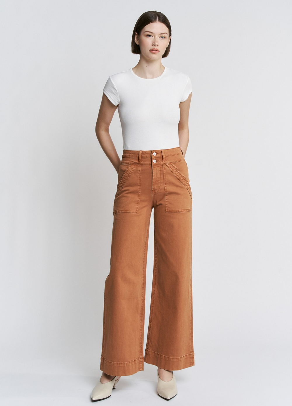 PREORDER- Super High Double Waistband Wide Leg Jeans