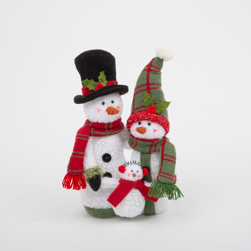 13"H Plush Holiday Snowman Family