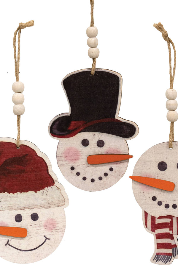 Weathered Wood Beaded Christmas Ornament, 3 Assorted