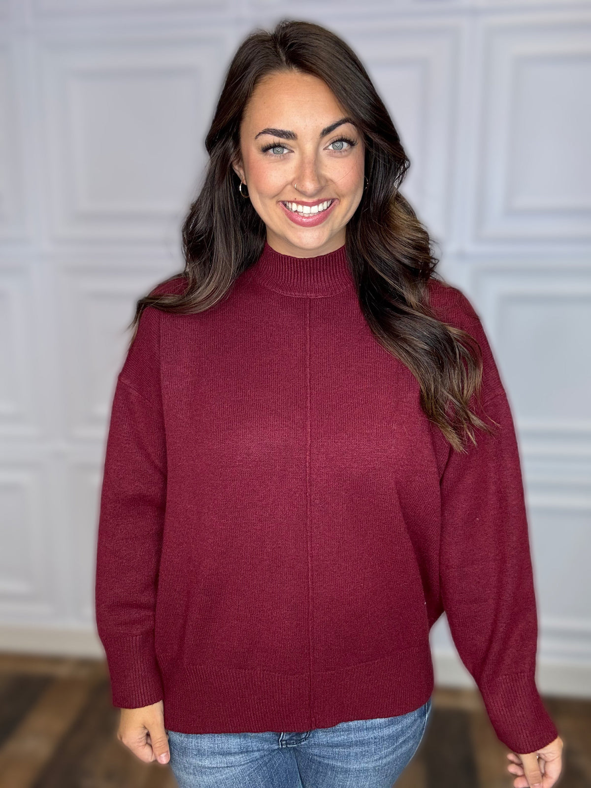Seam & Simple Sweater in Red Wood