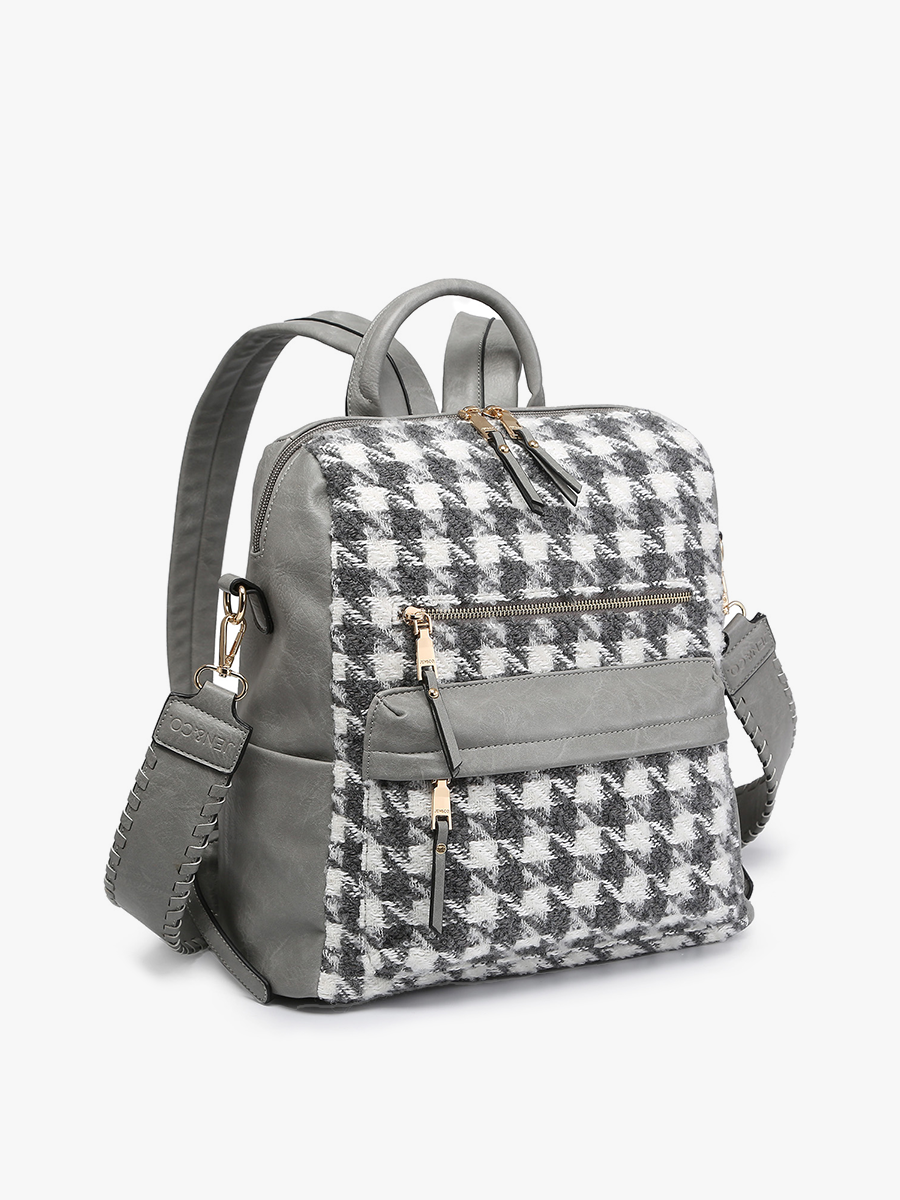 Amelia Houndstooth Backpack w/ Strap Jen & Co