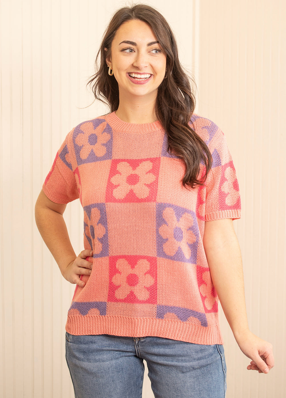 Find Your Floral Sweater - Pink/Periwinkle/Fuchsia
