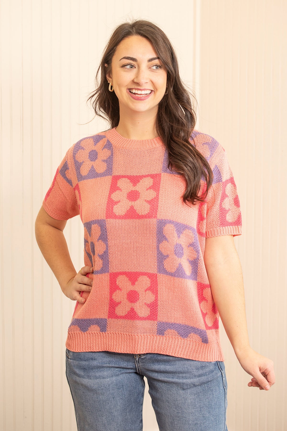 Find Your Floral Sweater - Pink/Periwinkle/Fuchsia
