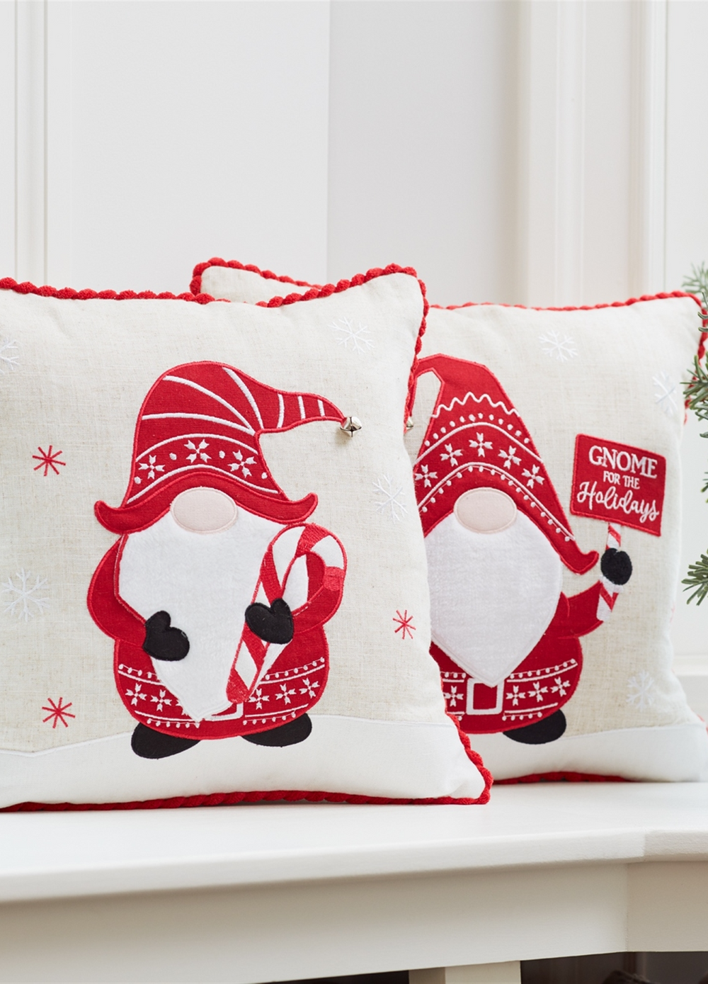 15" Square Polyester Gnome Holiday Pillow - Multiple Designs