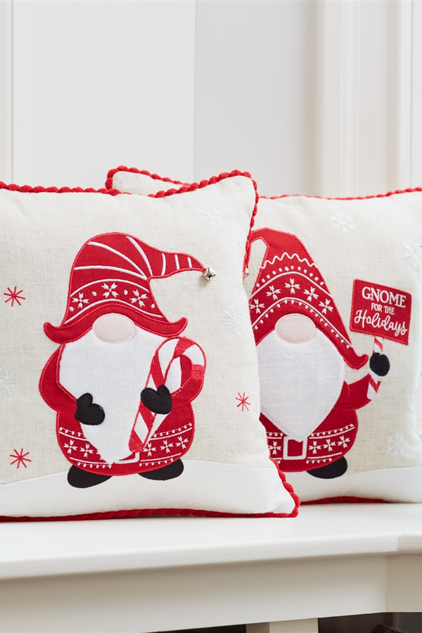 15" Square Polyester Gnome Holiday Pillow - Multiple Designs