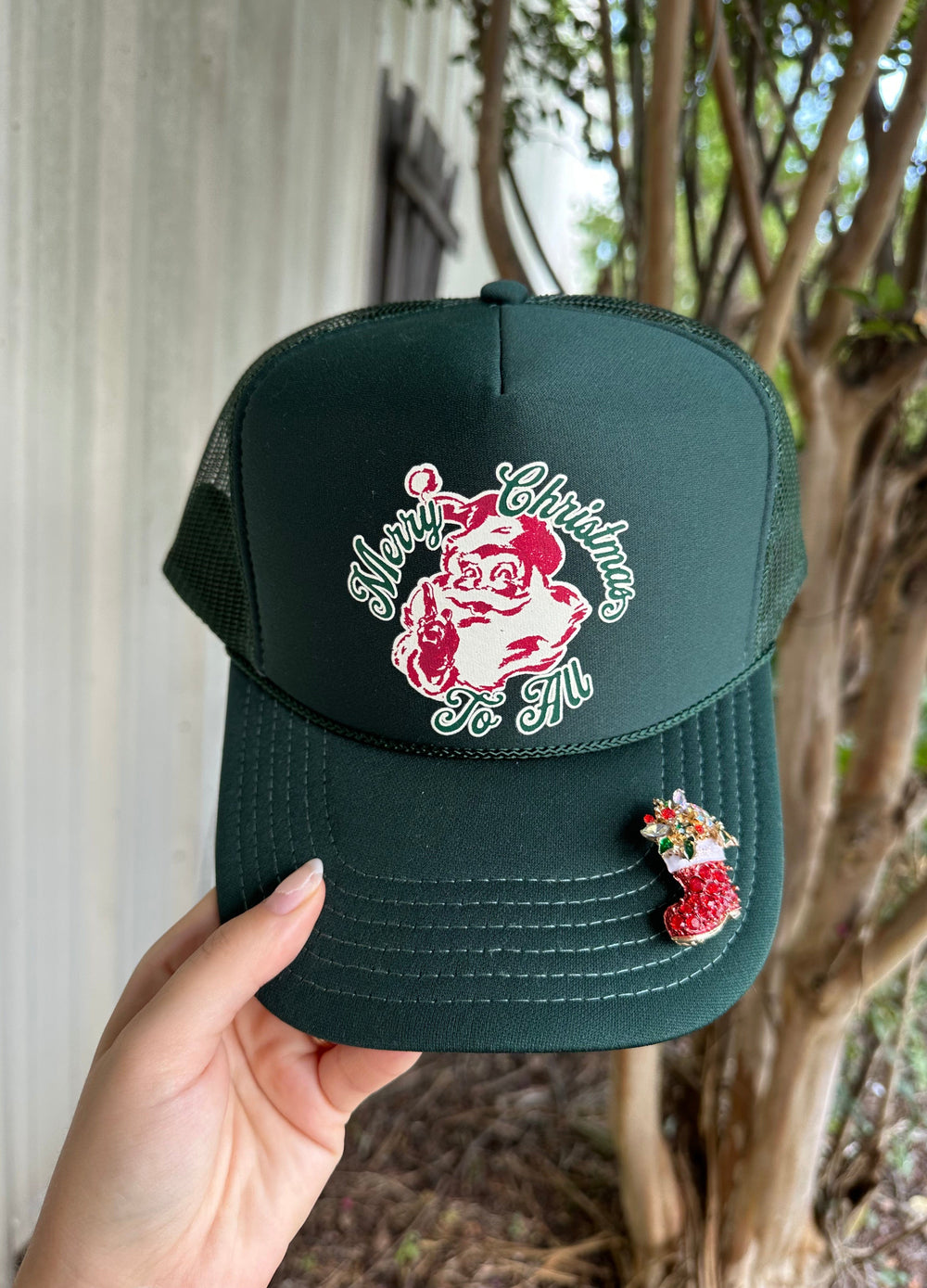 PREORDER- Vintage Santa Green Trucker Hat