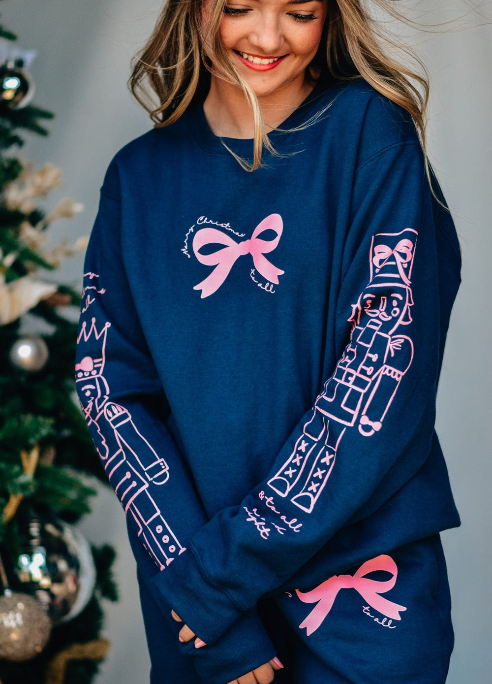 PREORDER- Nutcracker Bows Navy Sweatshirt