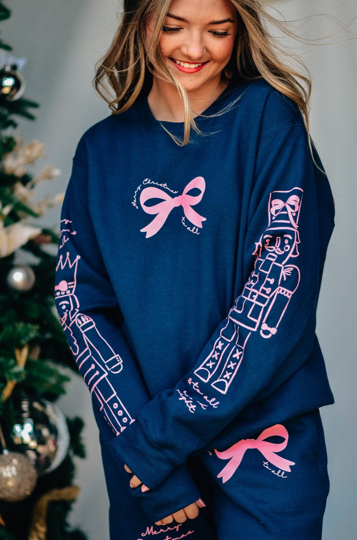 PREORDER- Nutcracker Bows Navy Sweatshirt