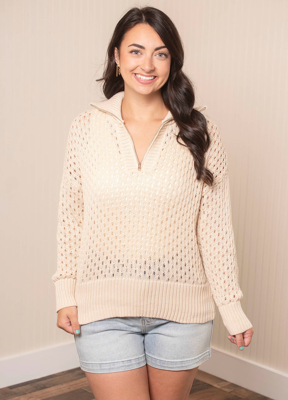Because She Can Ecru Knit Sweater