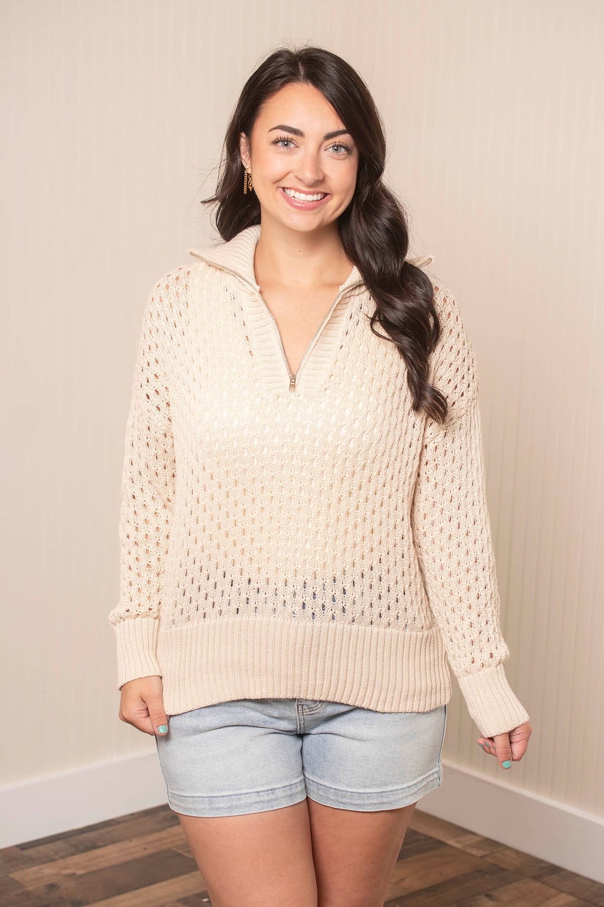 Because She Can Ecru Knit Sweater