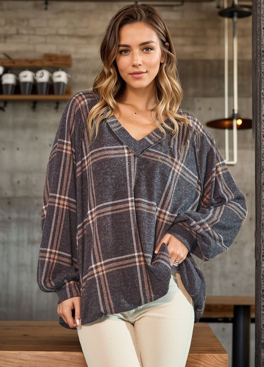 Autumn In New York Plaid Top *Final Sale*