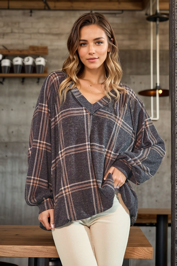 Autumn In New York Plaid Top *Final Sale*