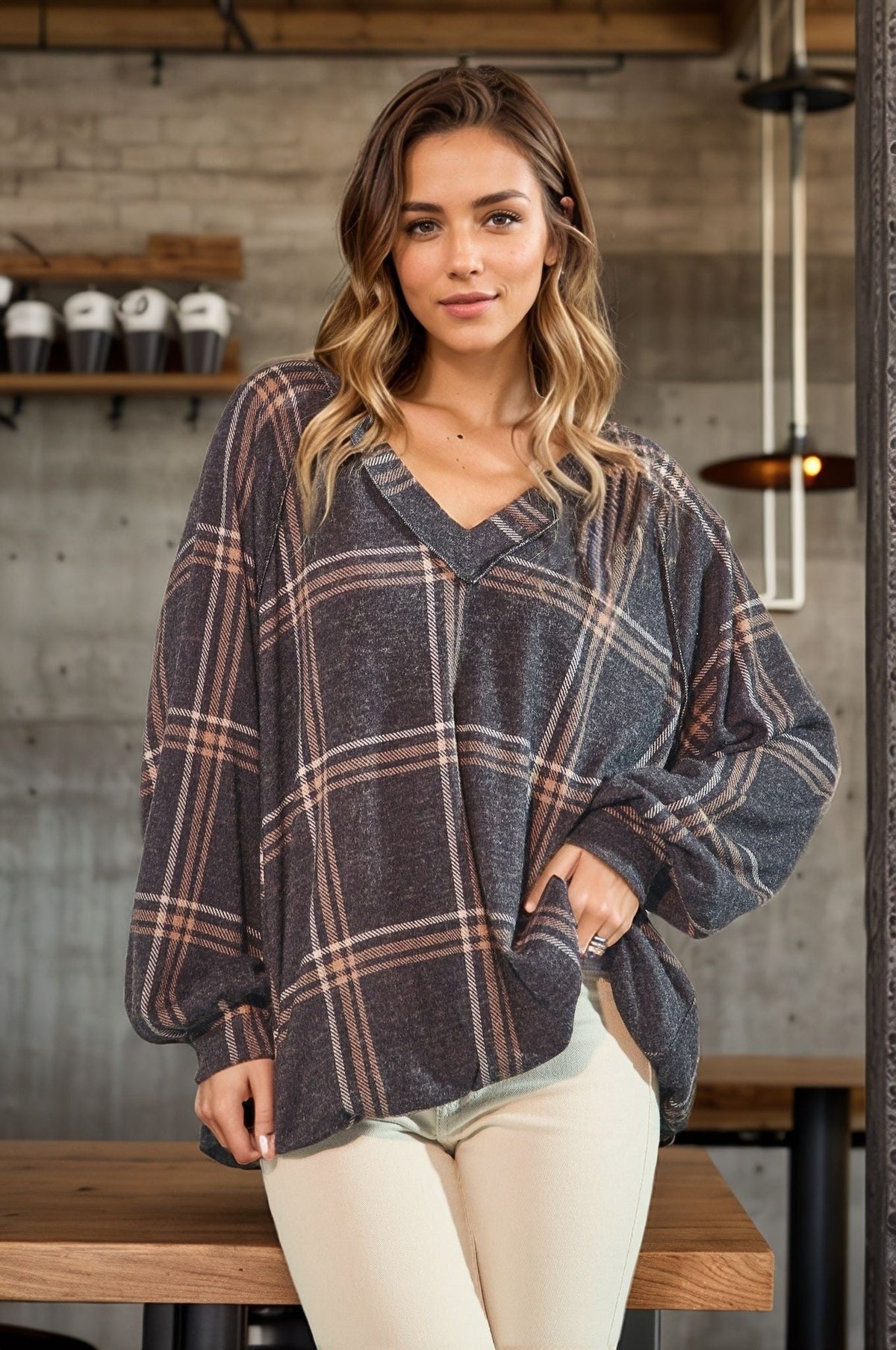 Autumn In New York Plaid Top *Final Sale*
