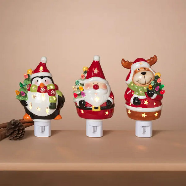 5.91"H Electric Ceramic Christmas Character Figurine Nightlight - Multiple Designs