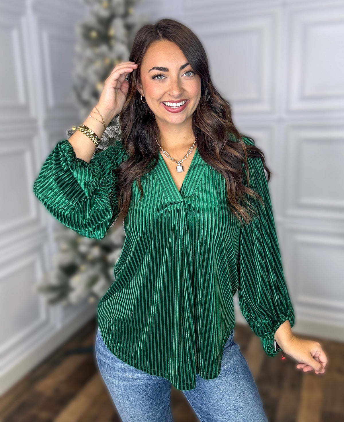 Ivy Velvet Textured Top - Green *Final Sale*